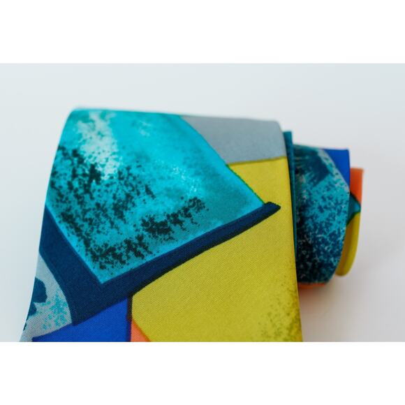 Chains World Silky Select Geometric Abstract Silk tie 56" Retro Business Wedding - Picture 7 of 13